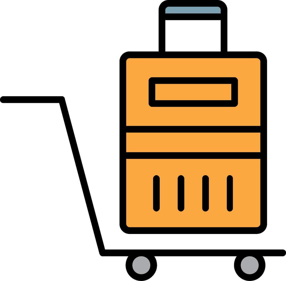 Luggage Trolley Line Filled Icon vector