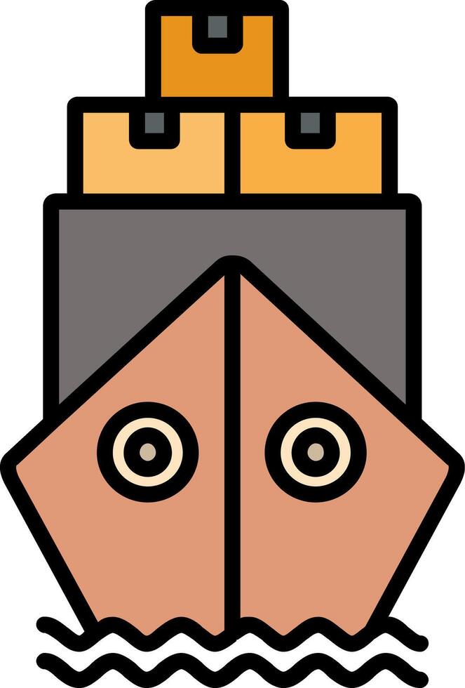Ship By Sea Line Filled Icon vector