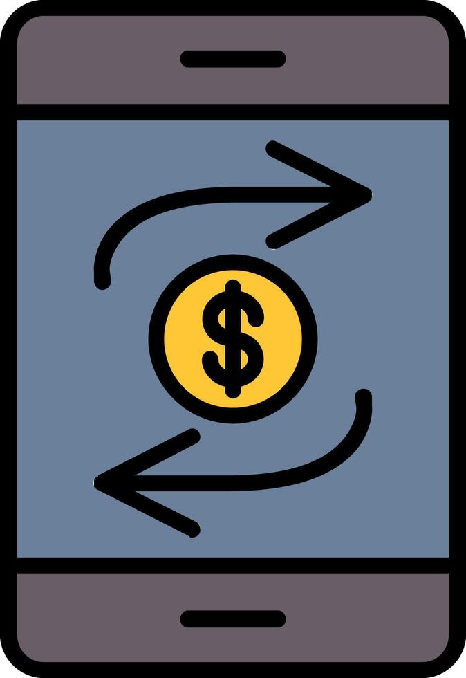 Mobile Transaction Line Filled Icon vector