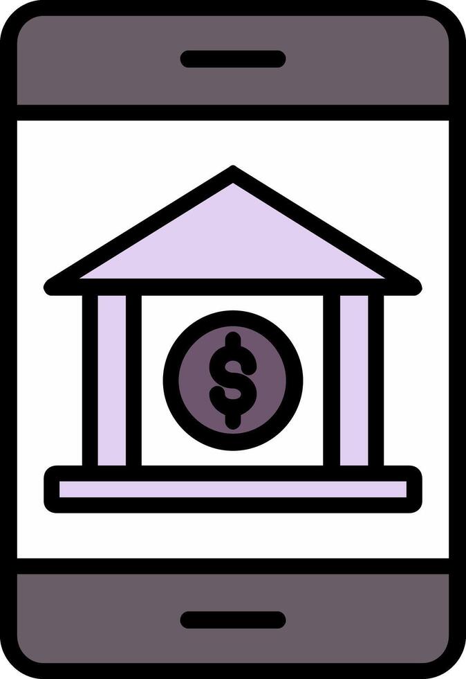 Banking App Line Filled Icon vector