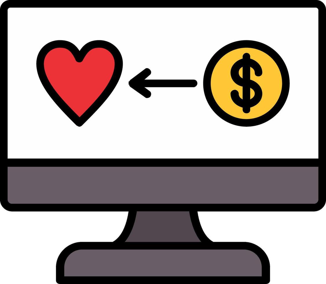 Online Donation Line Filled Icon vector