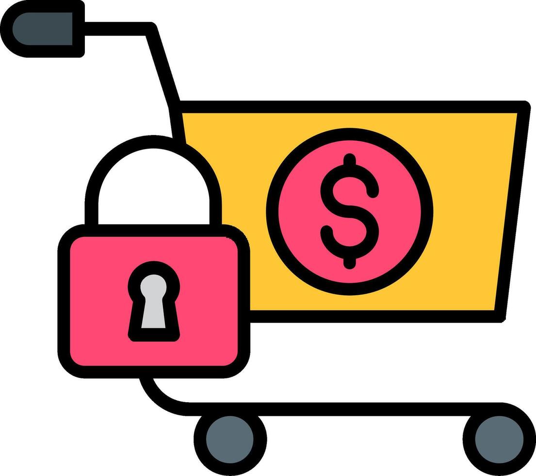 Secure Online Shopping Line Filled Icon vector