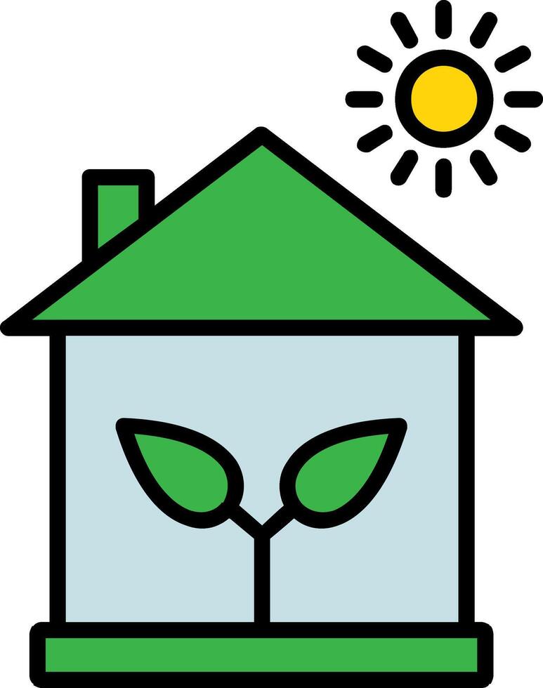 ecológico casa línea lleno icono vector