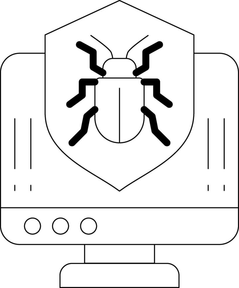 Anti Virus Shield Line Icon vector