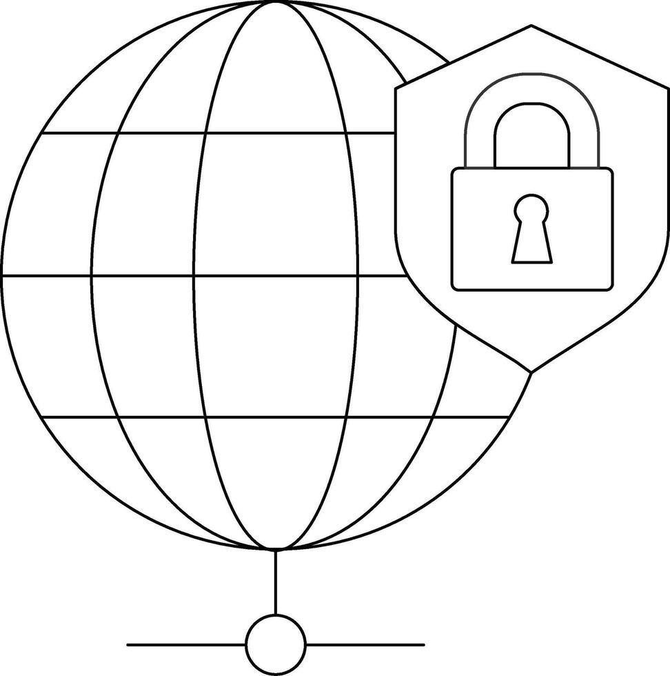 Global Security Line Icon vector