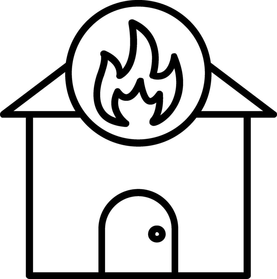 hogar fuego línea icono vector