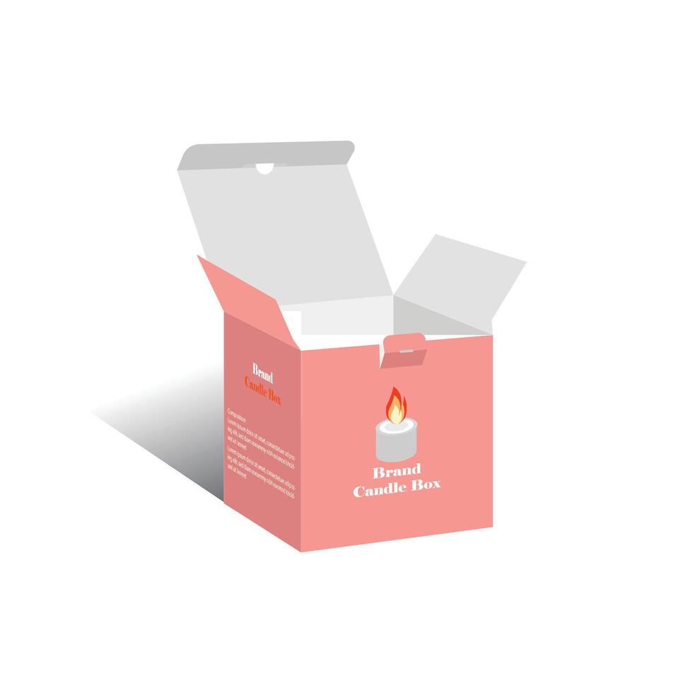 Candle Packaging box Size 4x4x4 inch dieline template, design vector