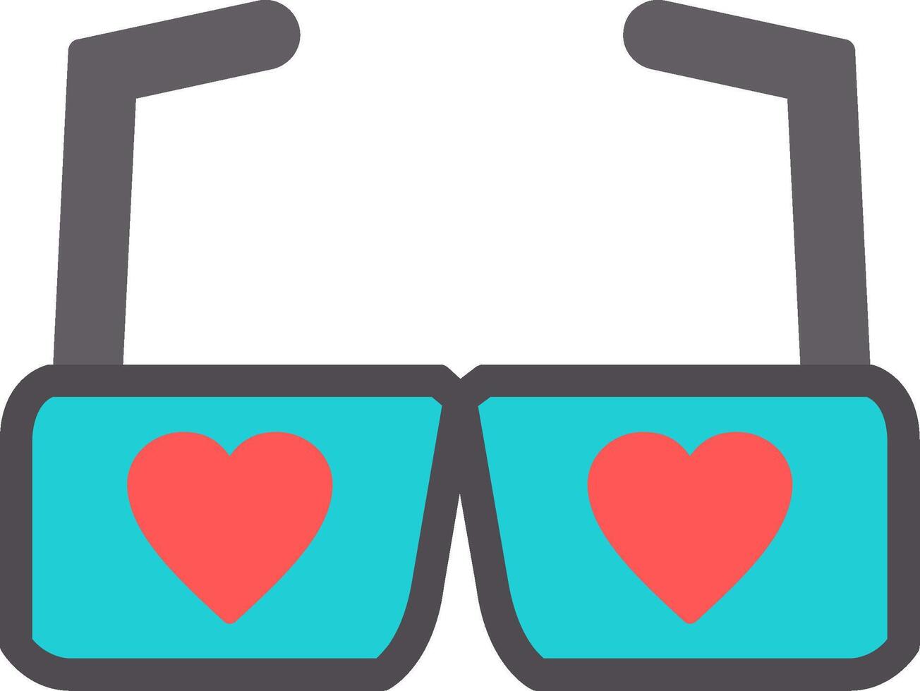 corazón lentes plano icono vector