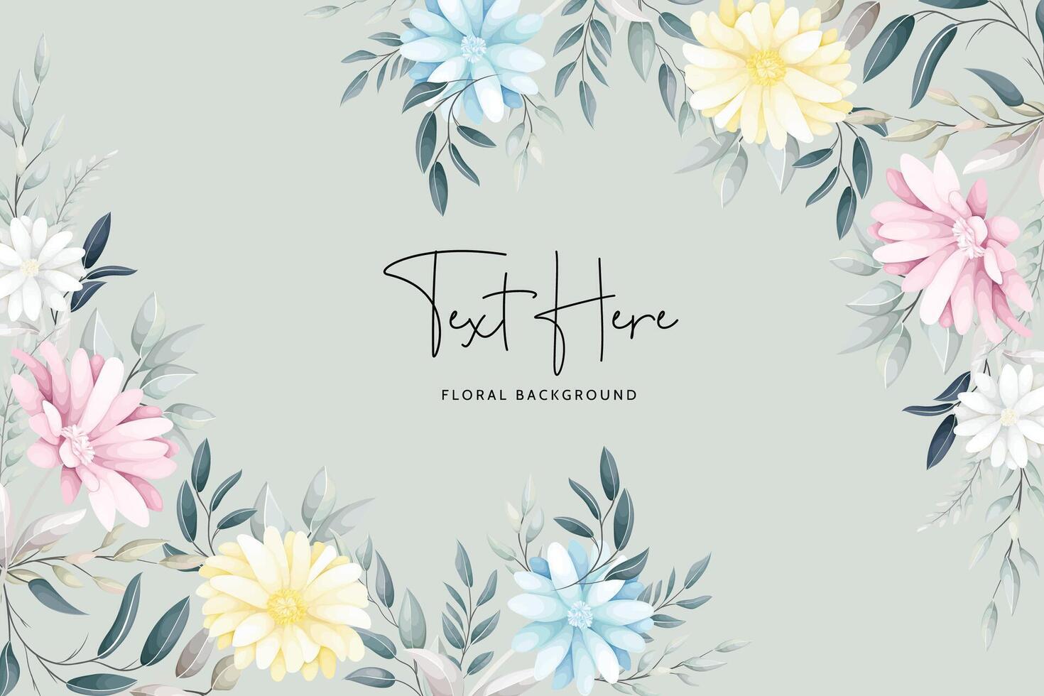 beautiful aster flower and leaves floral background vector