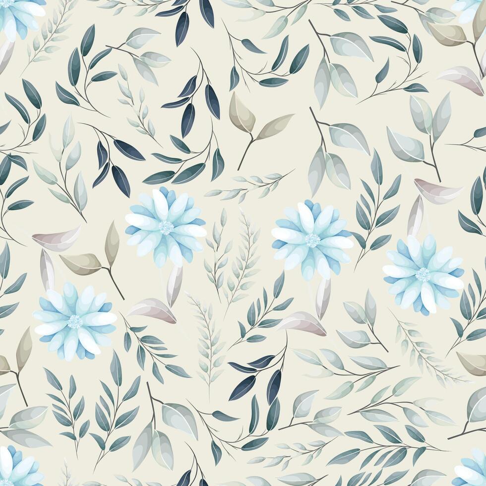 Seamless pattern hand drawn flowers field vector