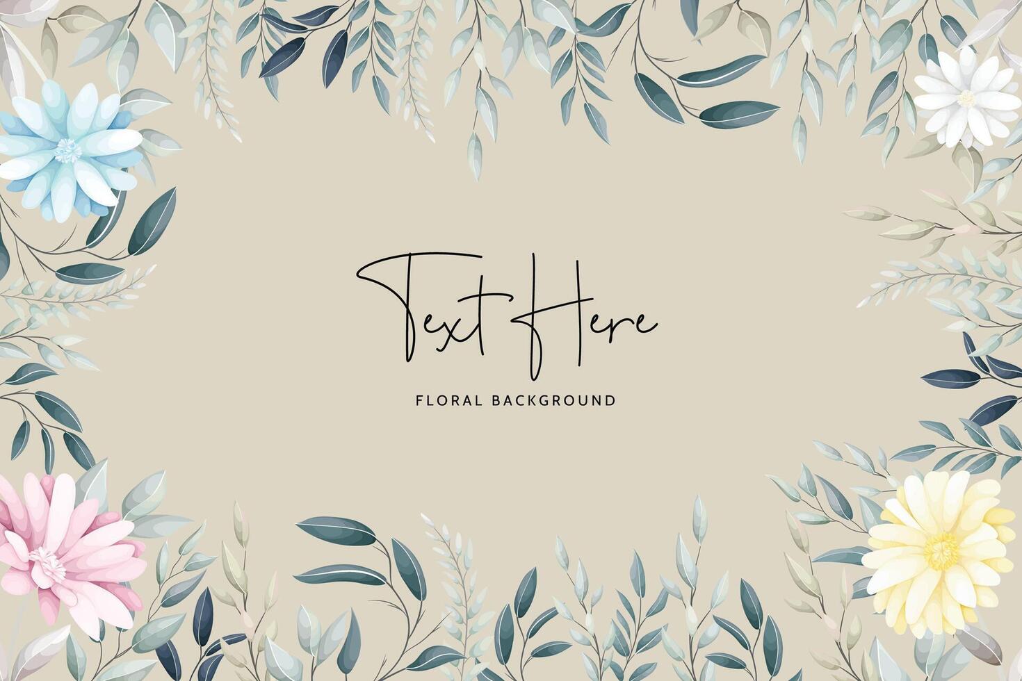 beautiful aster flower and leaves floral background vector