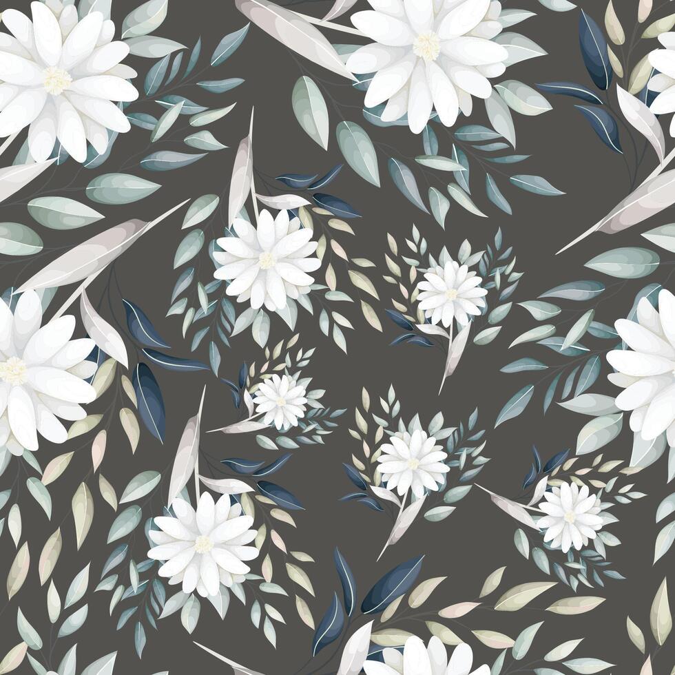 Seamless pattern hand drawn flowers field vector