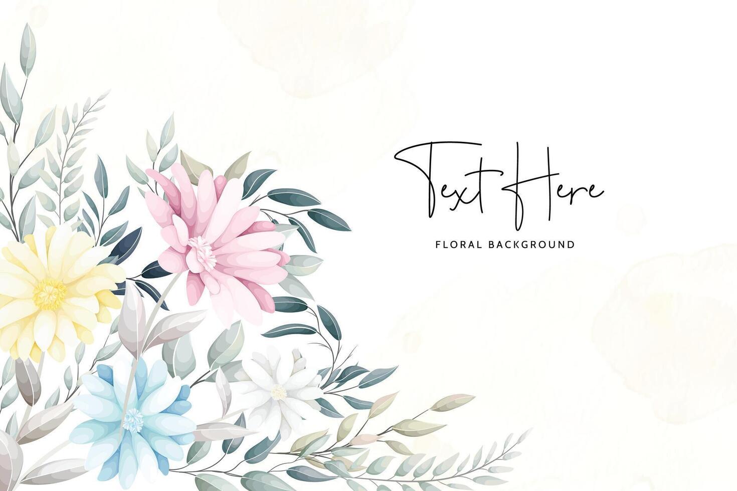 beautiful aster flower and leaves floral background vector