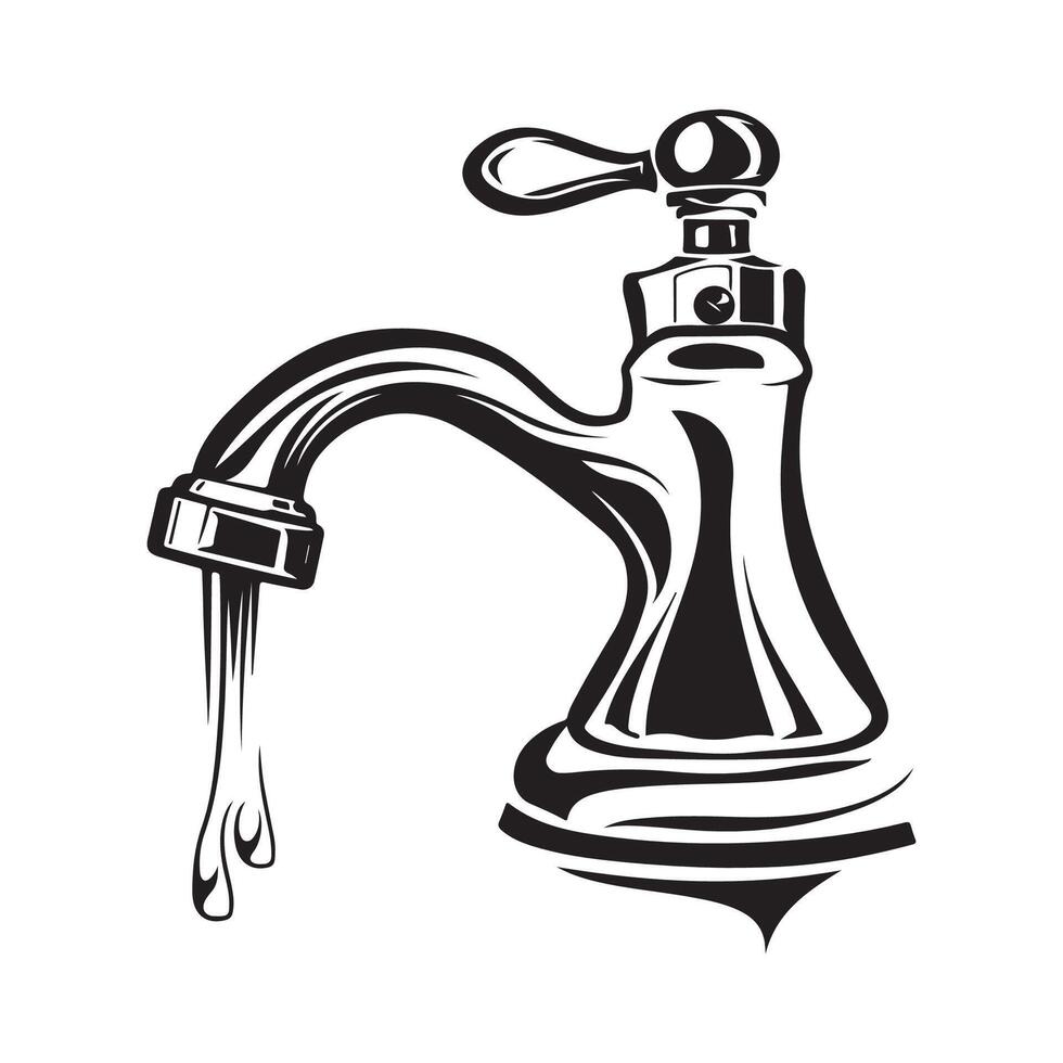 Water Faucet Design Art, Icons, and Graphics on White Background vector