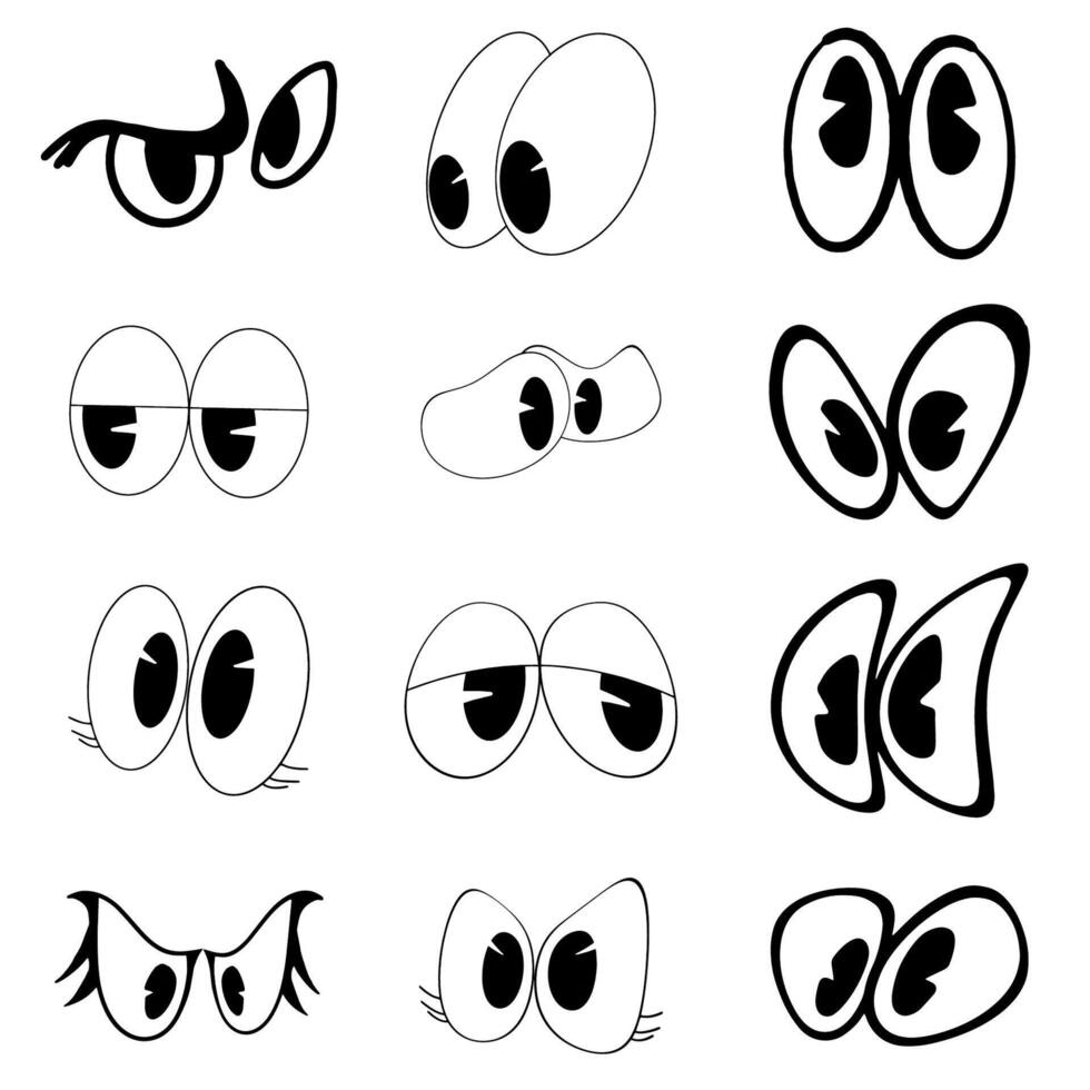 The eye cartoon vintage Bundle set image. vector