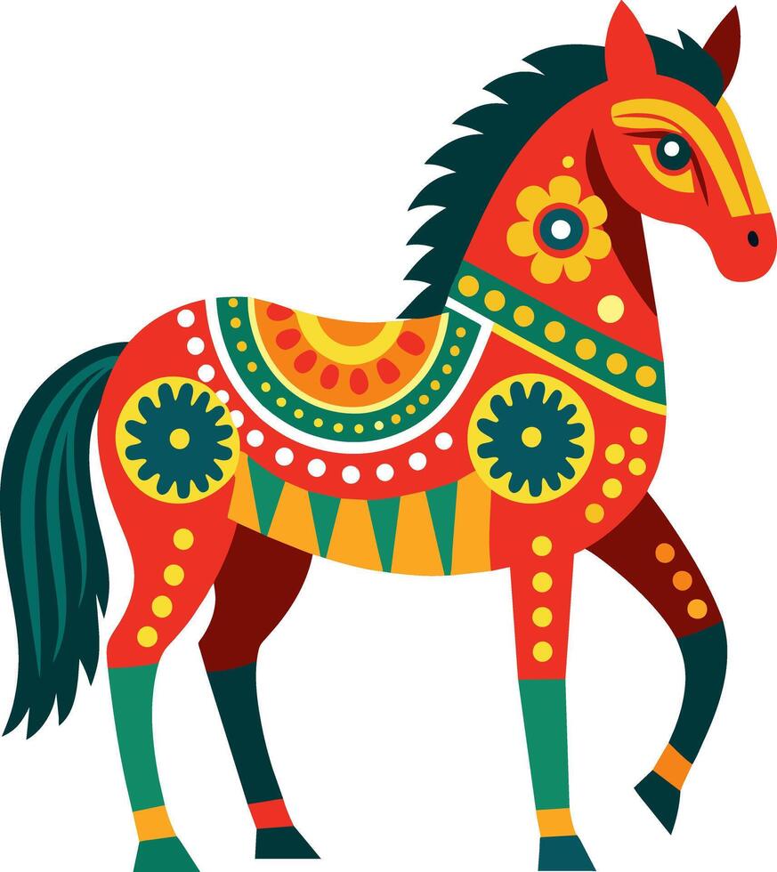 Horse flak art style vector
