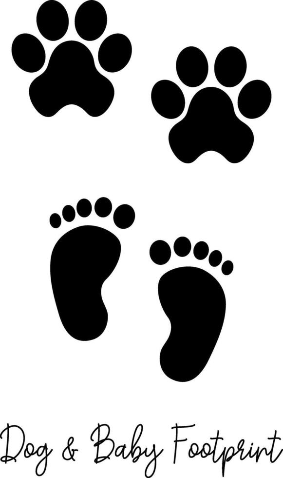 Baby and dog cute paw footprint vector