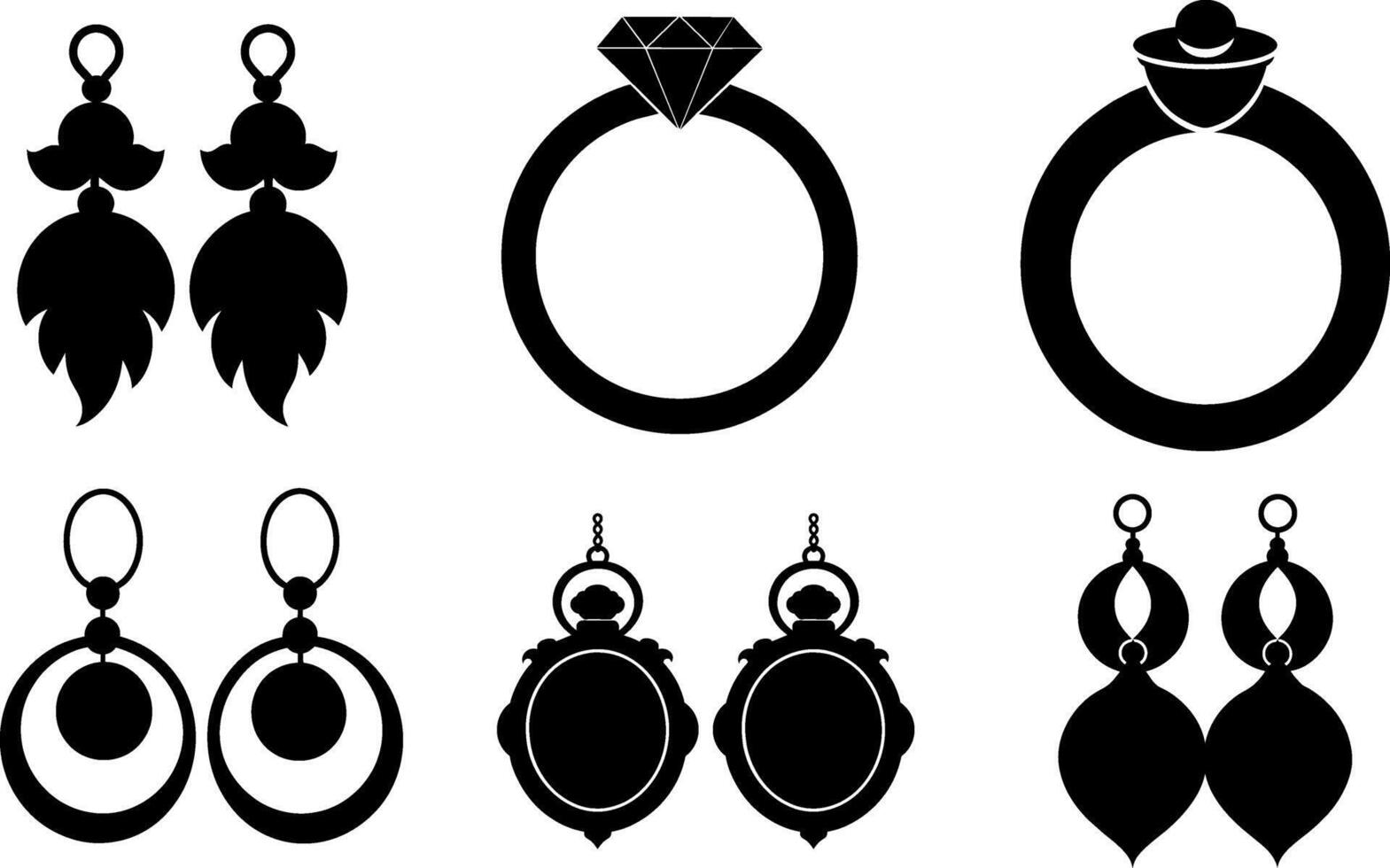 Set of jewelry silhouette collection vector