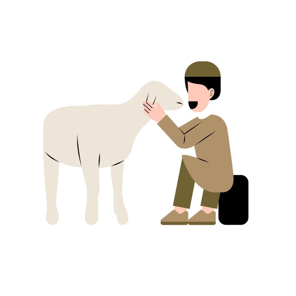 Muslim Man With Goat Illustration vector