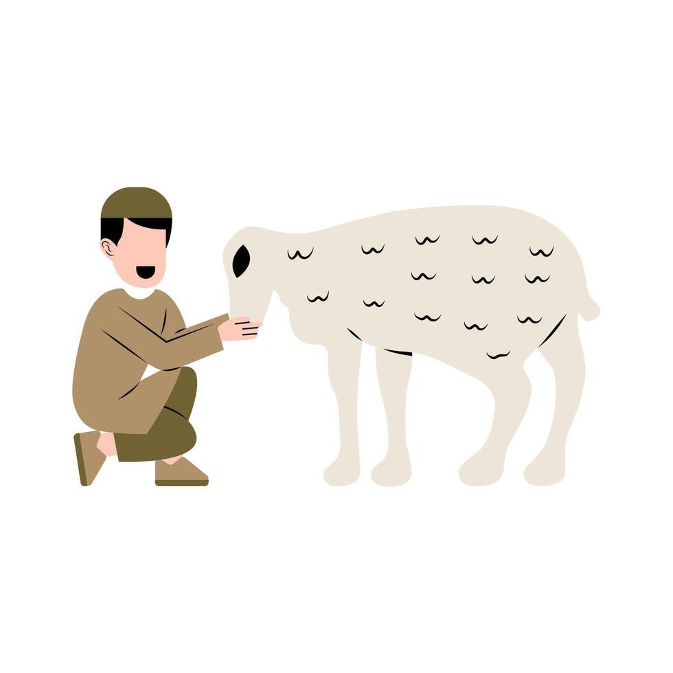 Muslim Man With Sheep Illustration vector