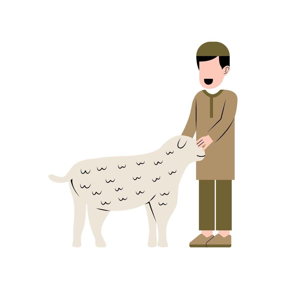 Muslim Man With Sheep Illustration vector