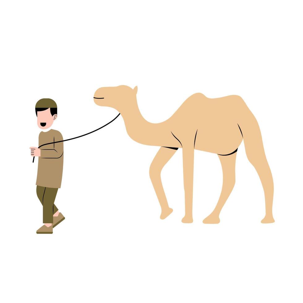 Muslim Man With Camel Illustration vector