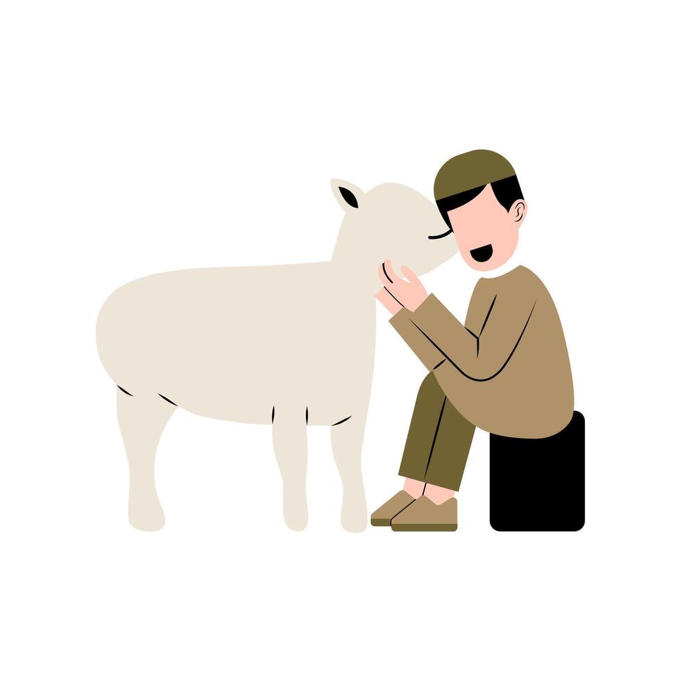 Muslim Man With Goat Illustration vector