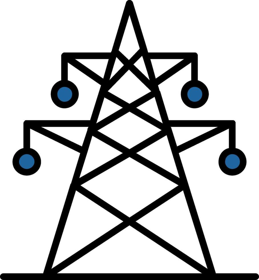 Electric Tower Line Filled Icon vector