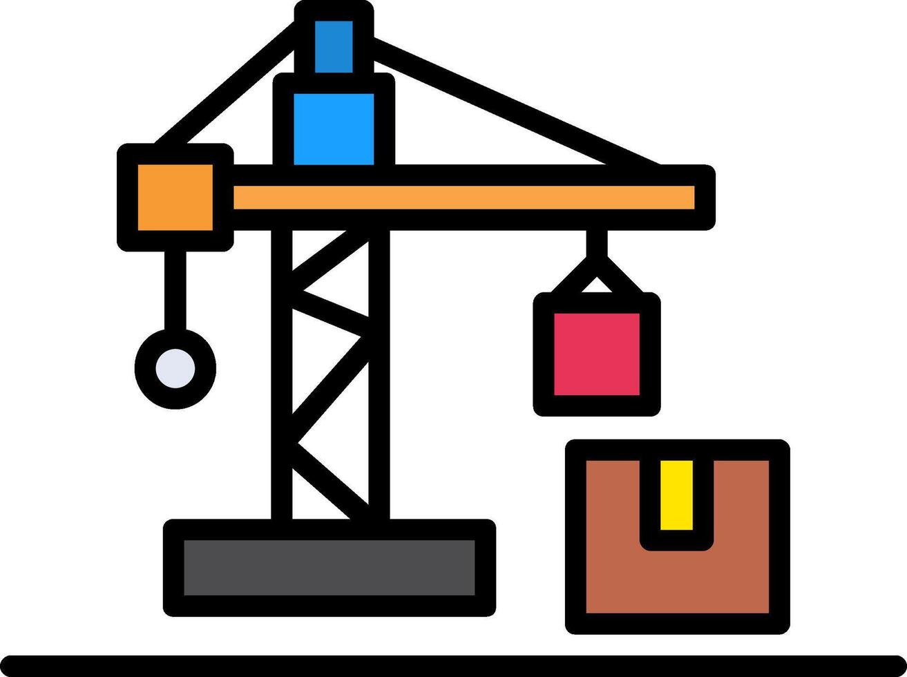 Crane Line Filled Icon vector