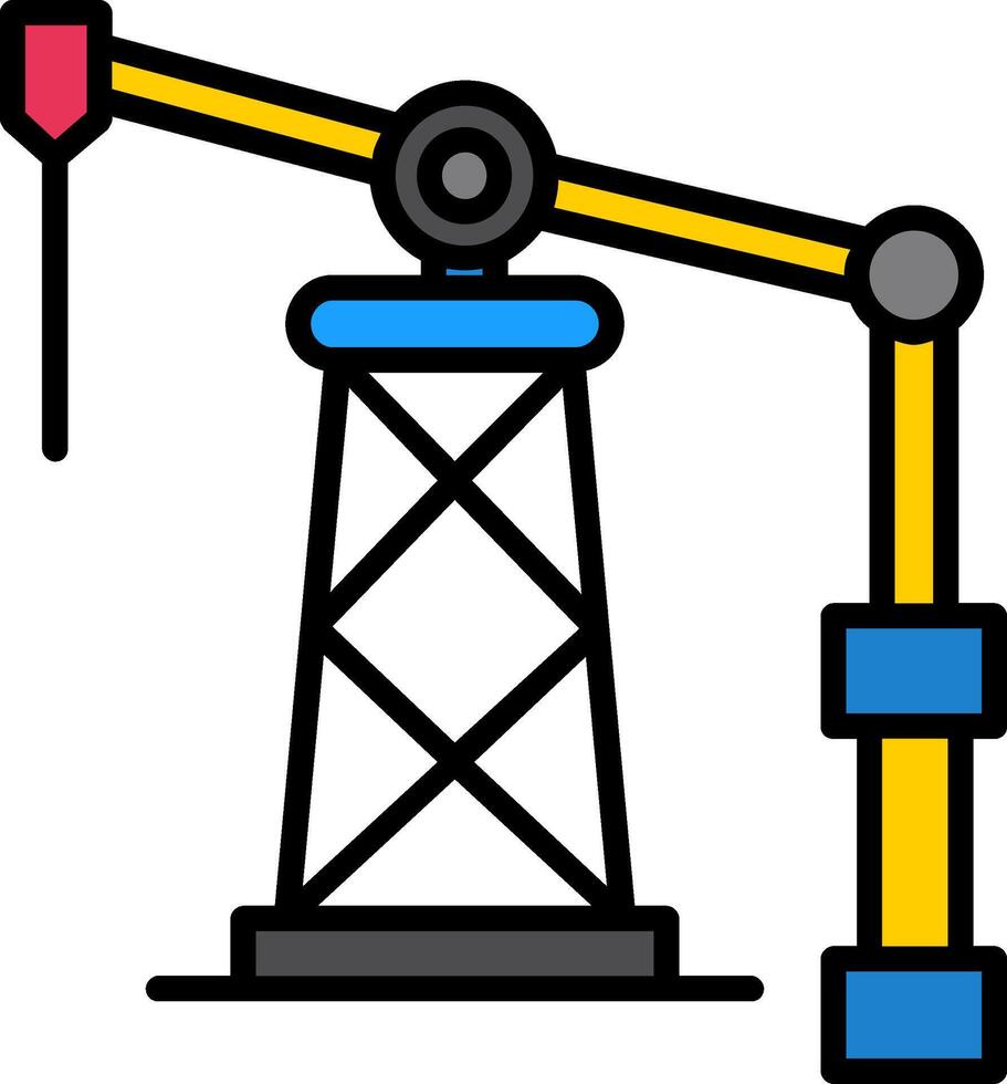 Oil Derrick Line Filled Icon vector