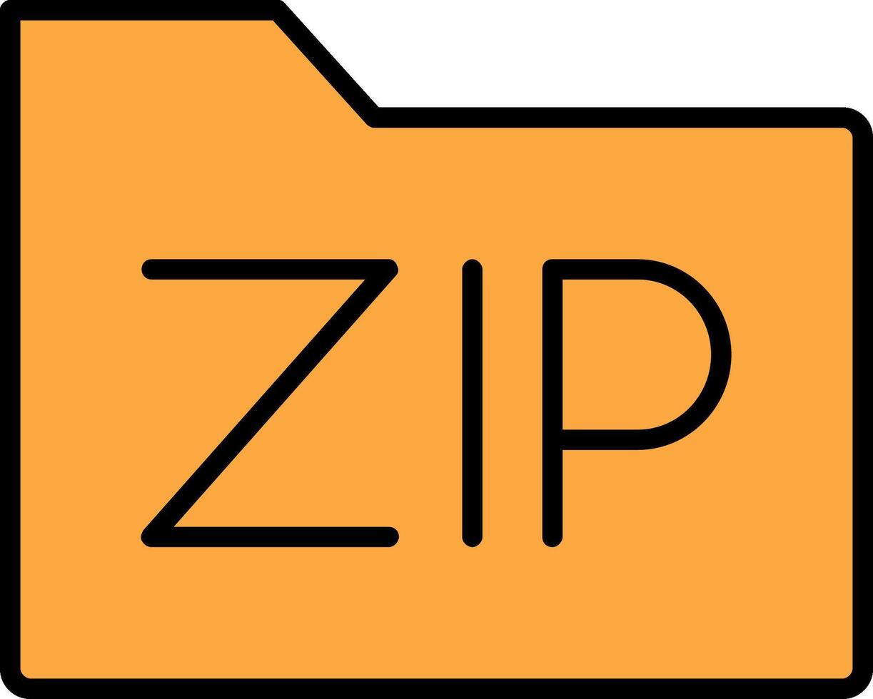 Zip Files Line Filled Icon vector