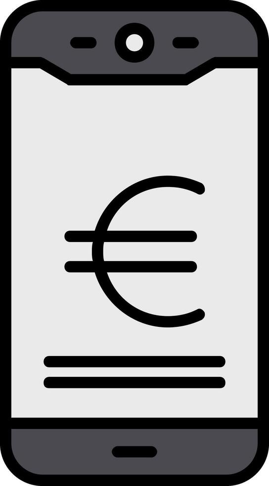Euro Mobile Pay Line Filled Icon vector