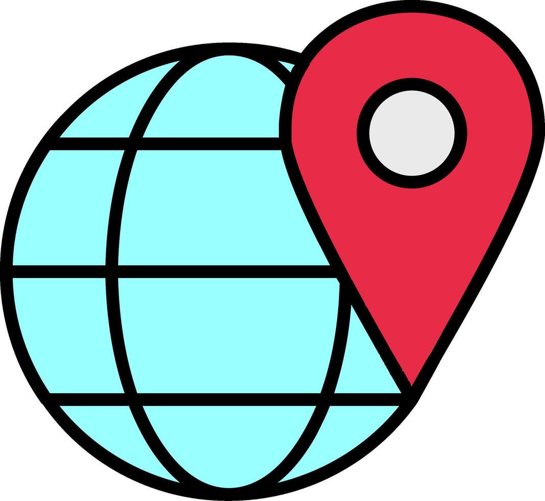 Global Location Line Filled Icon vector