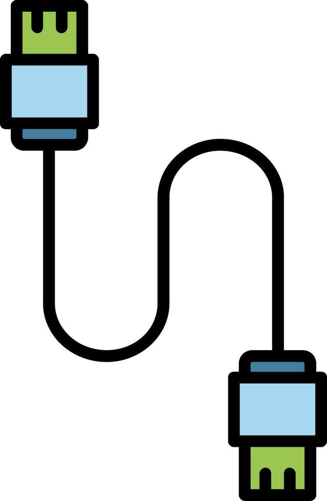 Database Cable Line Filled Icon vector