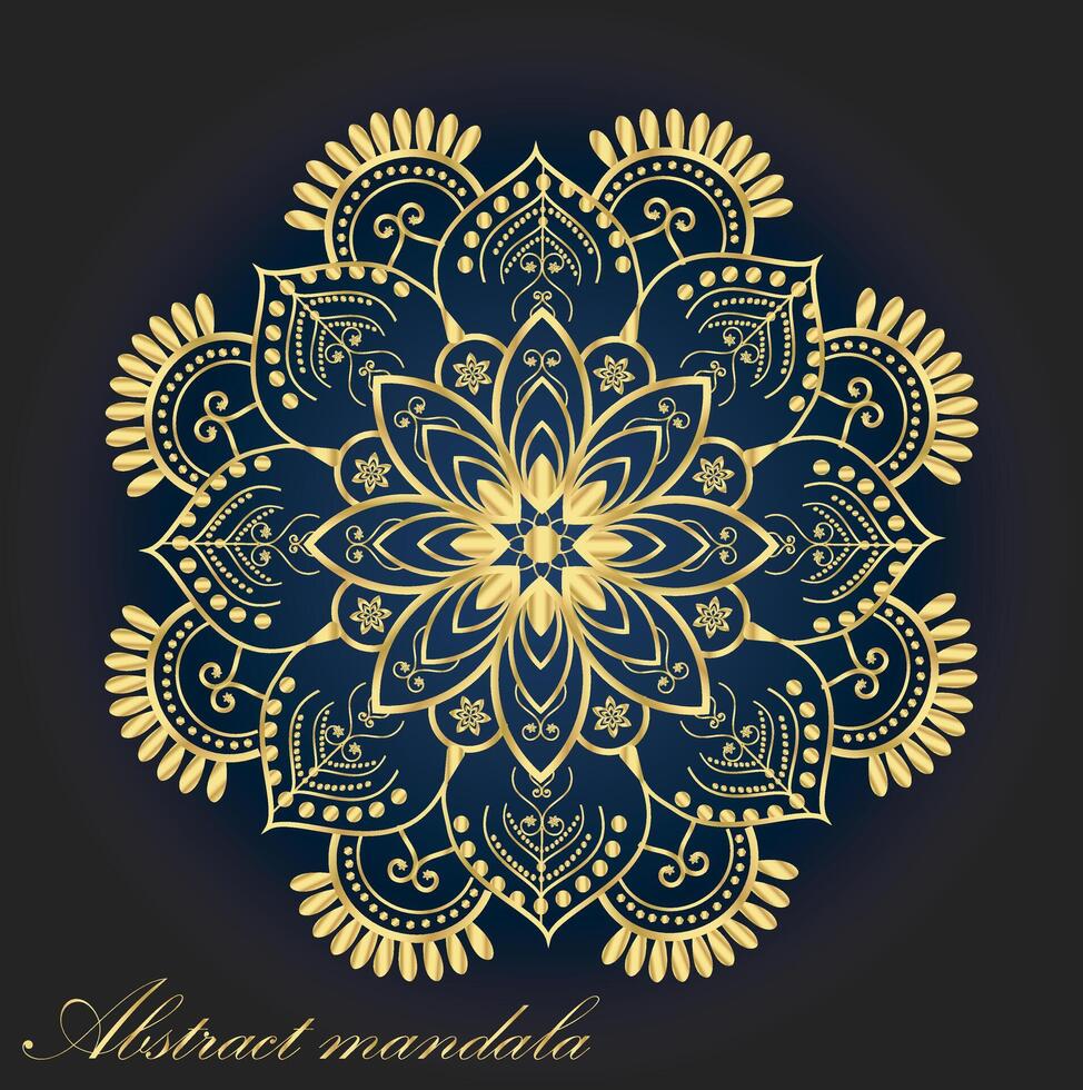 resumen dorado ornamento y flor mandala vector