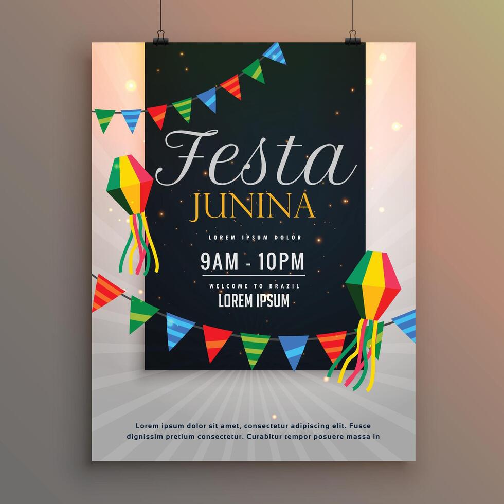 póster para festa junina fiesta saludo diseño vector