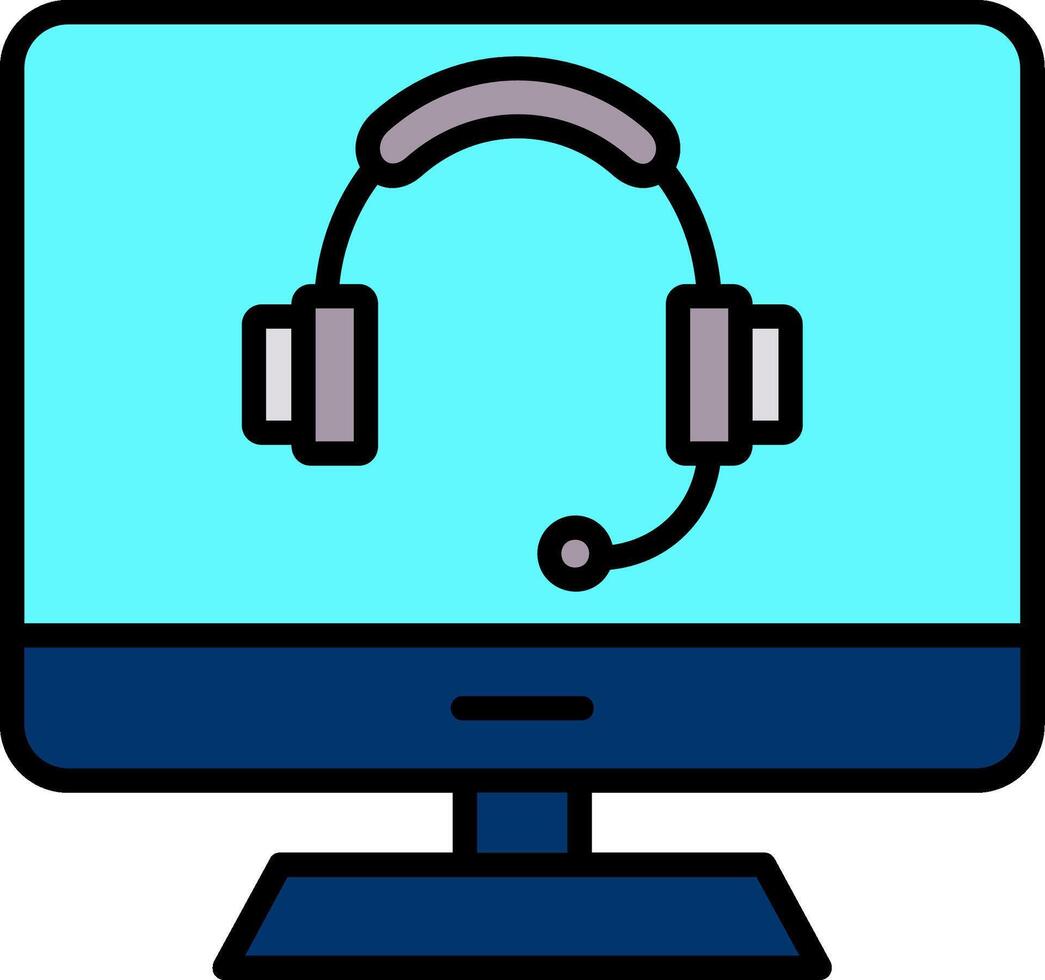 Computer Line Filled Icon vector