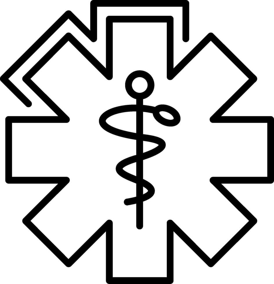 icono de línea de caduceo vector