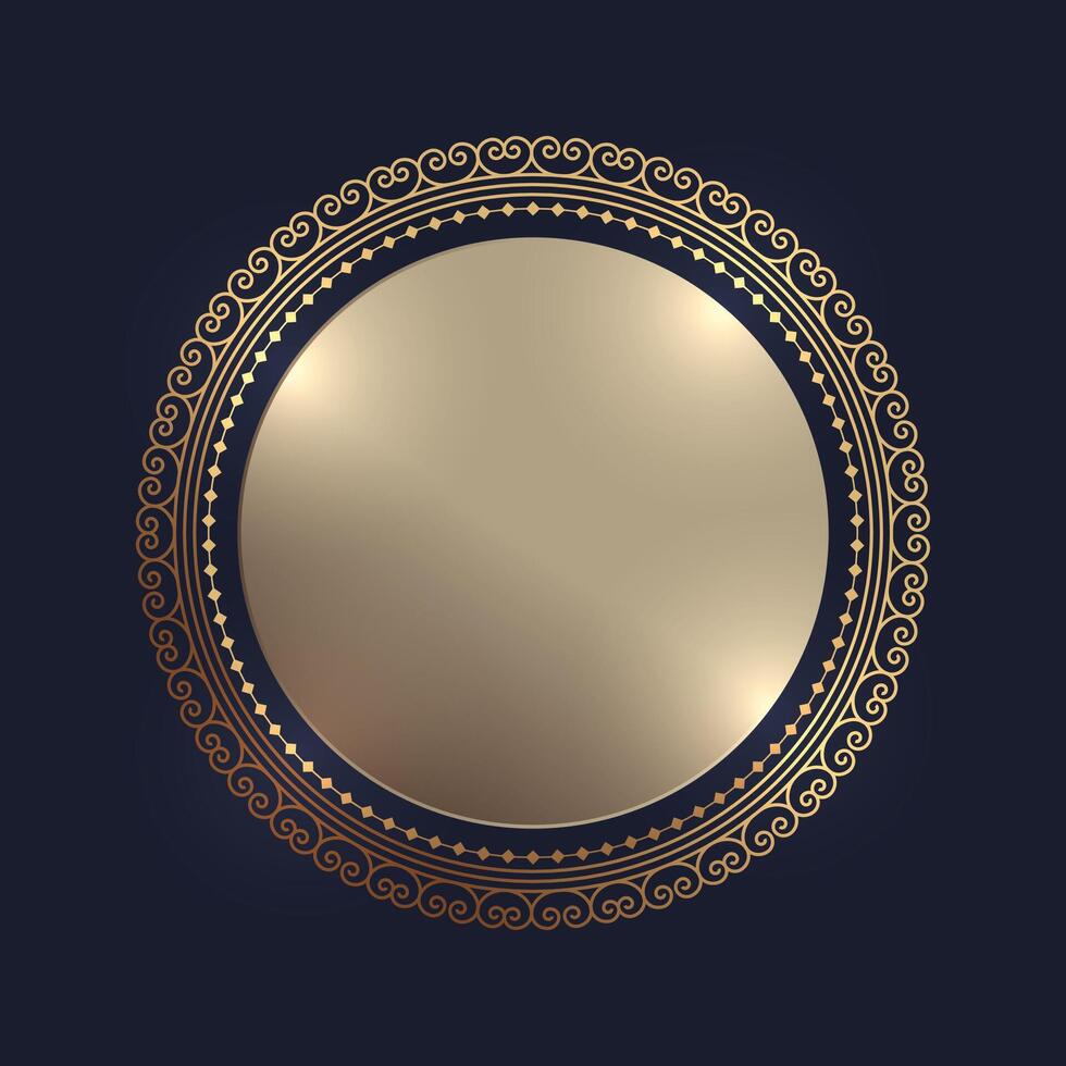 golden round lace frame background for classic handmade ornamental vector