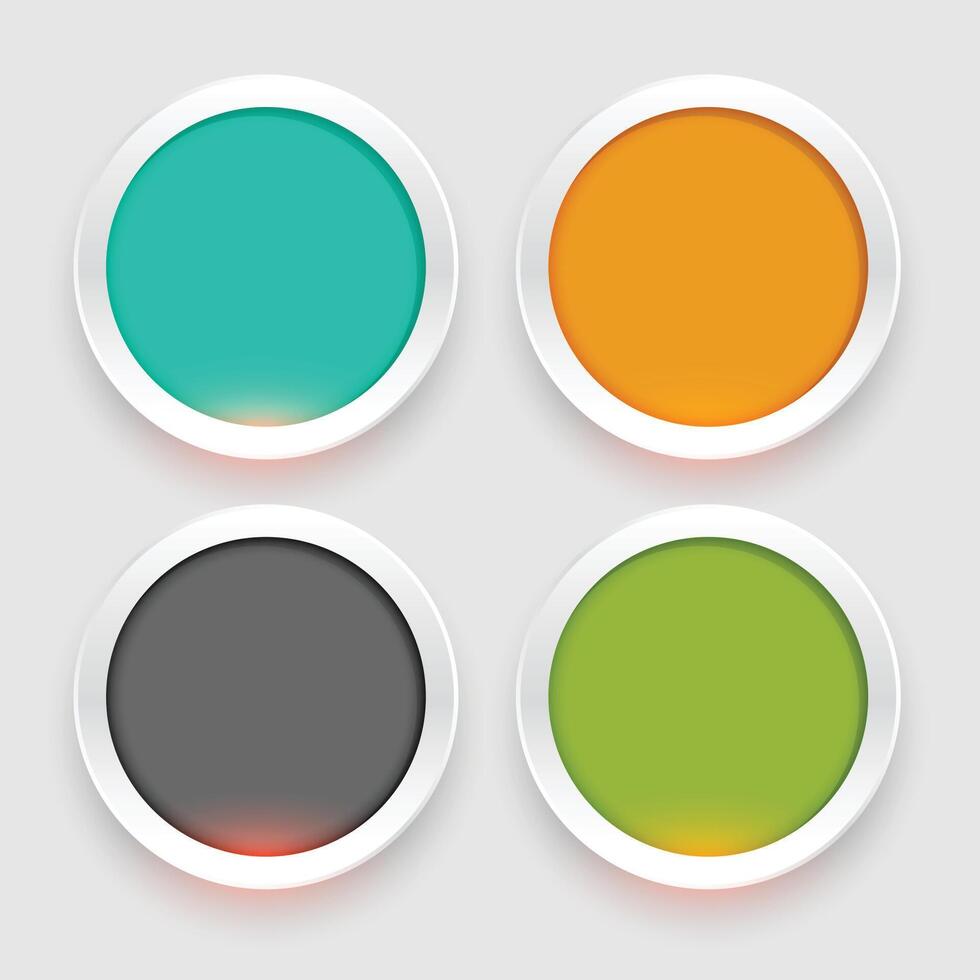 3d style colorful round button in set vector