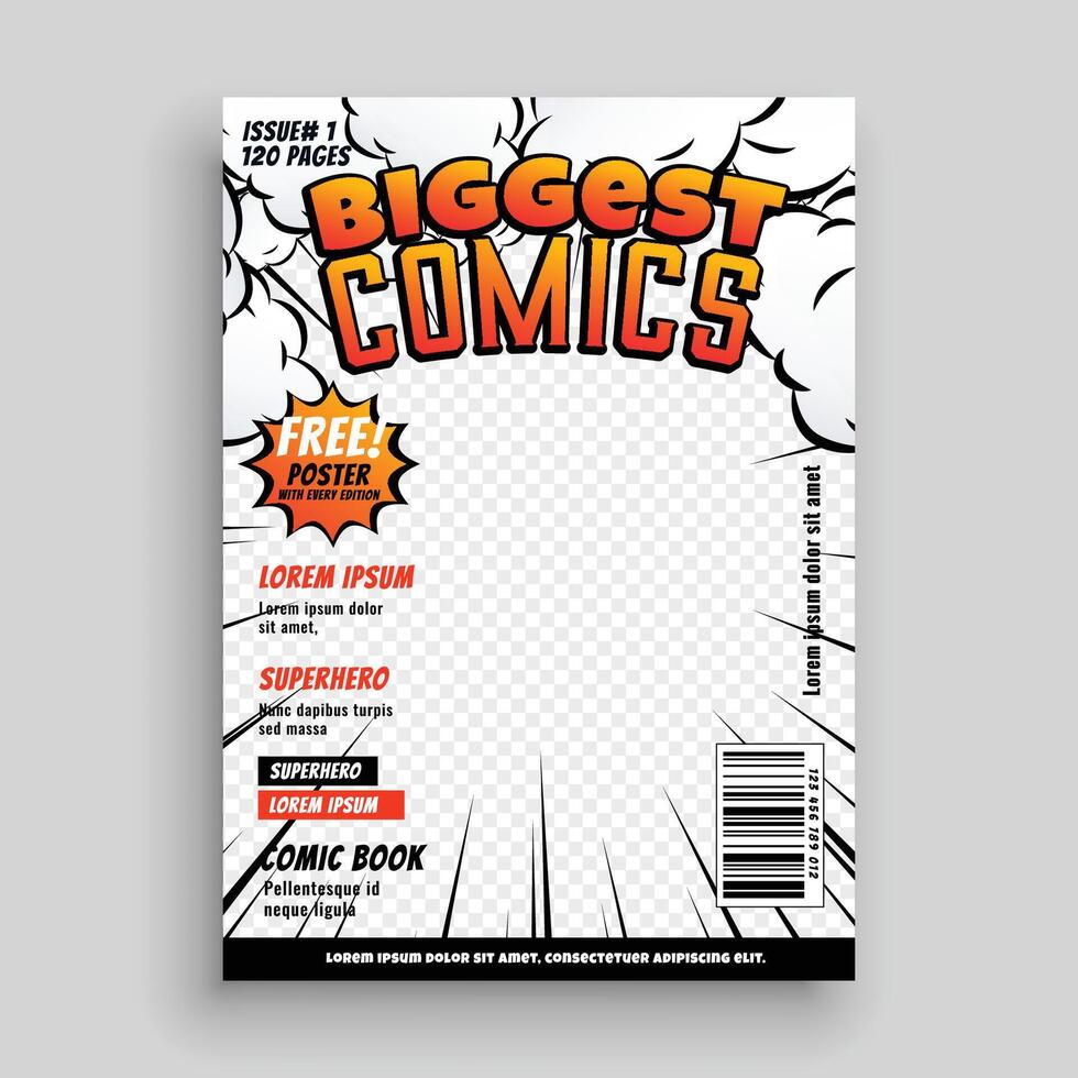 comic cover template design layout vector