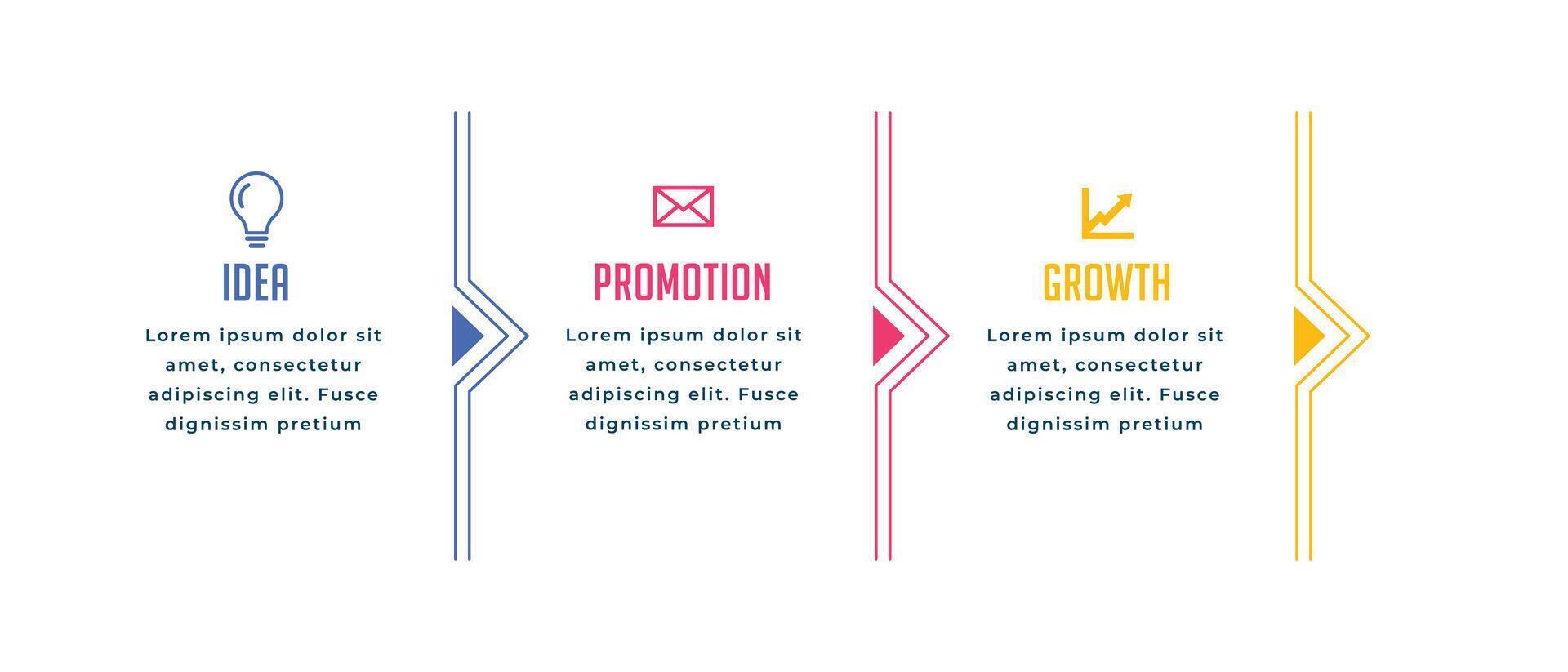 3 pasos infografía elemento gráfico bandera para negocio crecimiento vector