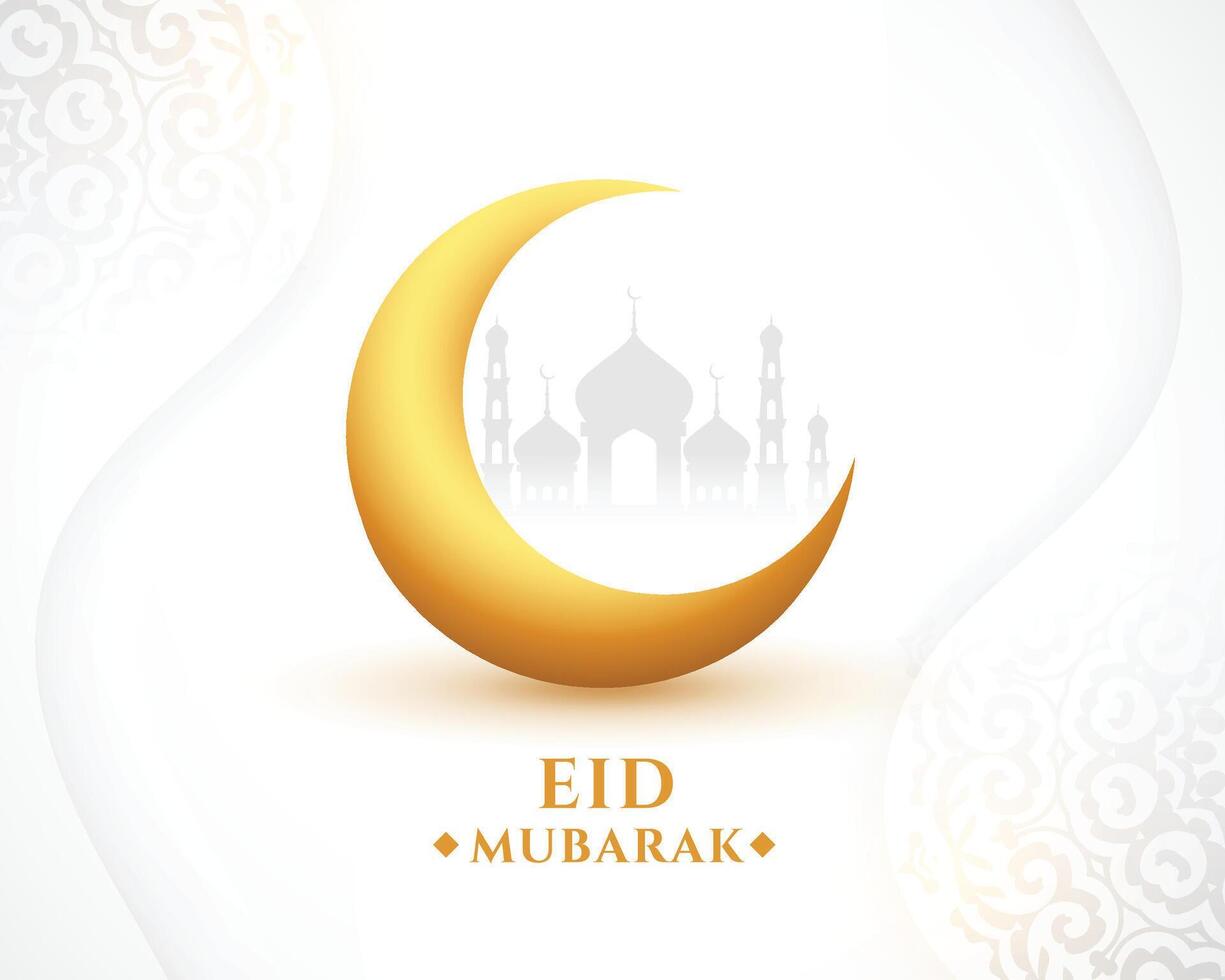 eid mubarak islamic festival background with golden moon design vector