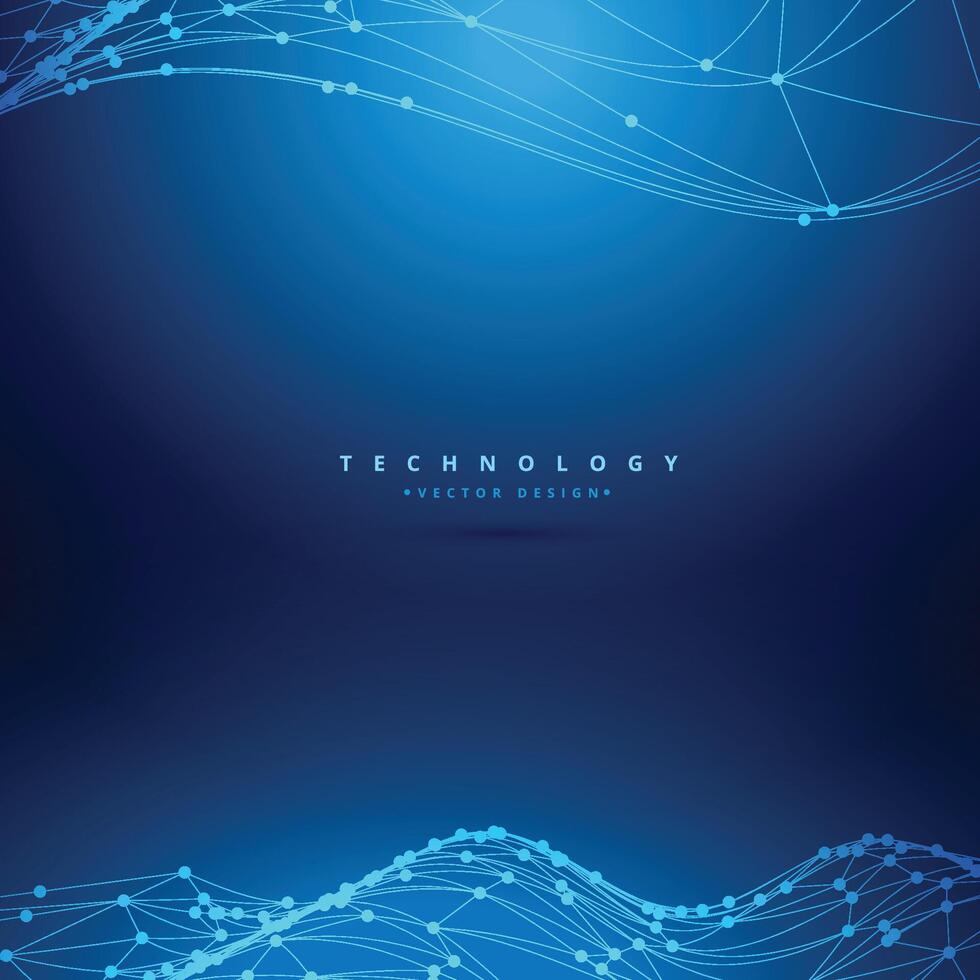 blue mesh wireframe wave technology background vector