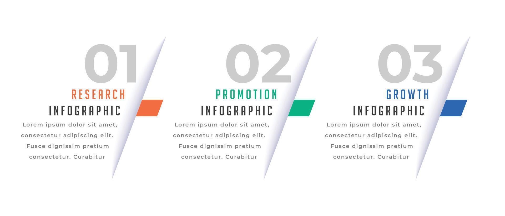 Tres paso infografía flujo de trabajo elemento bandera para oficina presentación vector