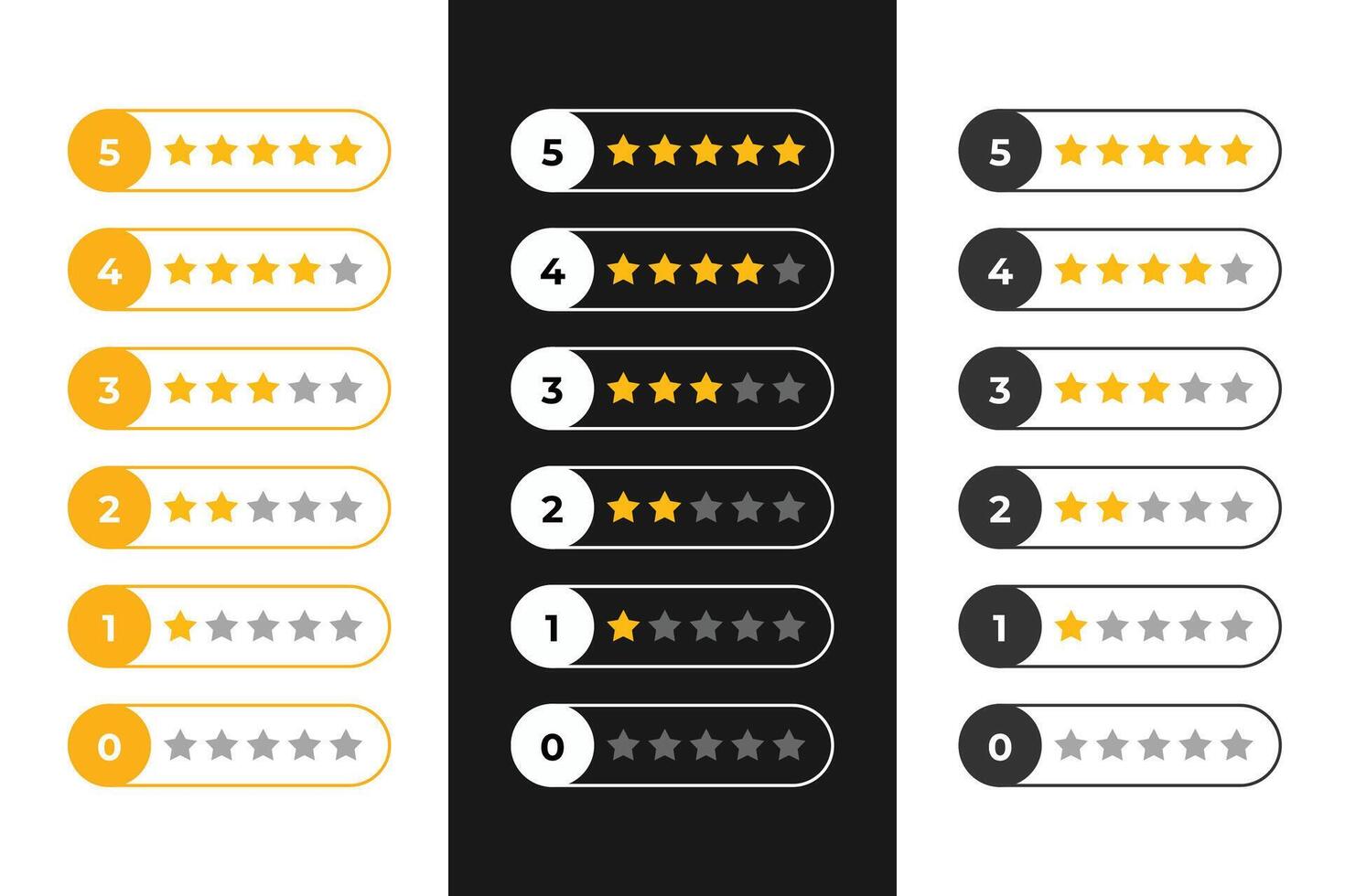 collection of five stars rating icon for customer feedback vector