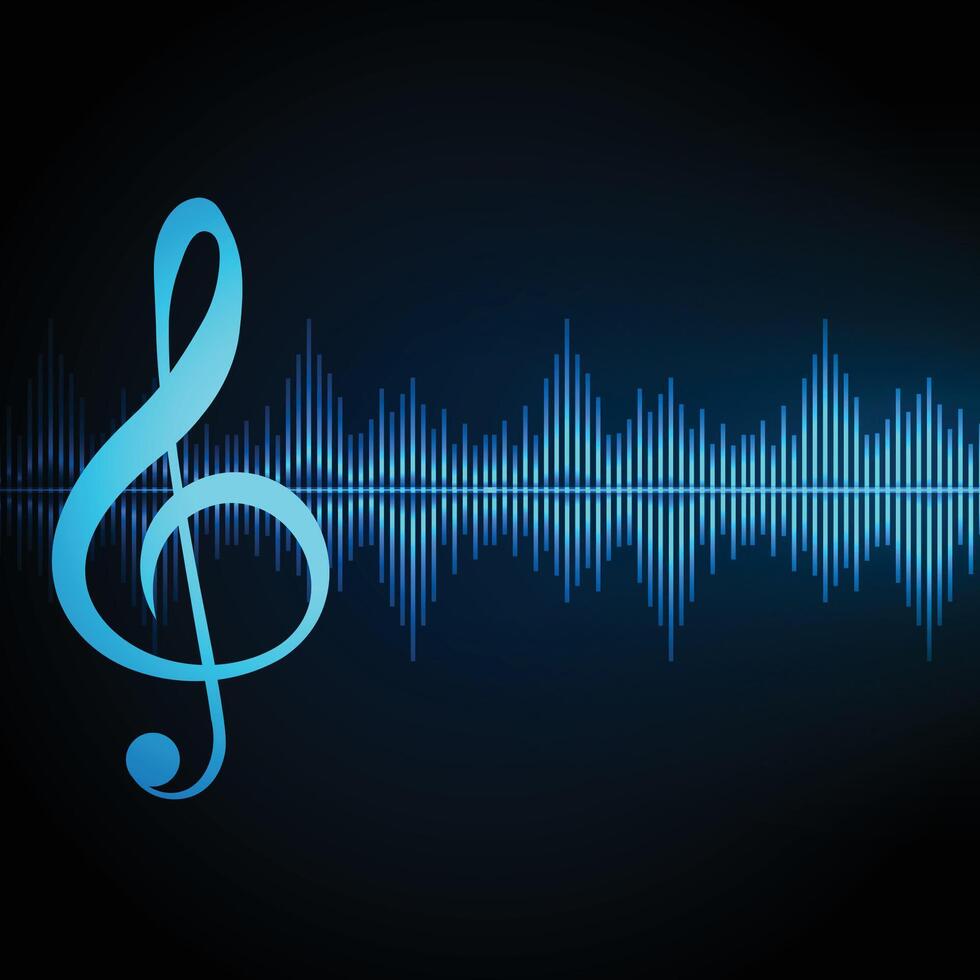 audio song equalizer background with treble sign design vector