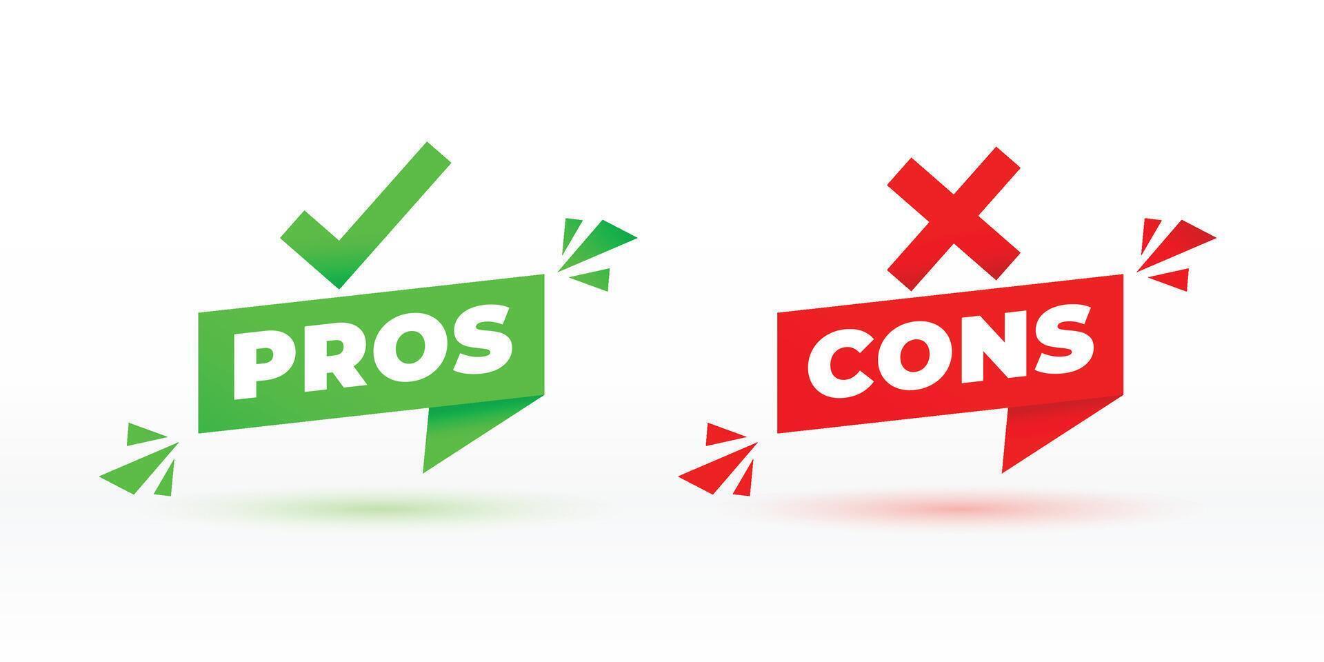 pros and cons sign badge with shadow effect vector