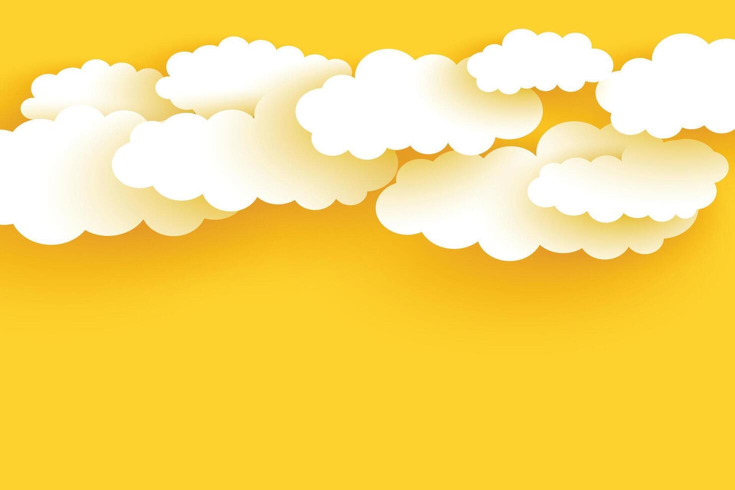 papercut style cloudy yellow background design vector