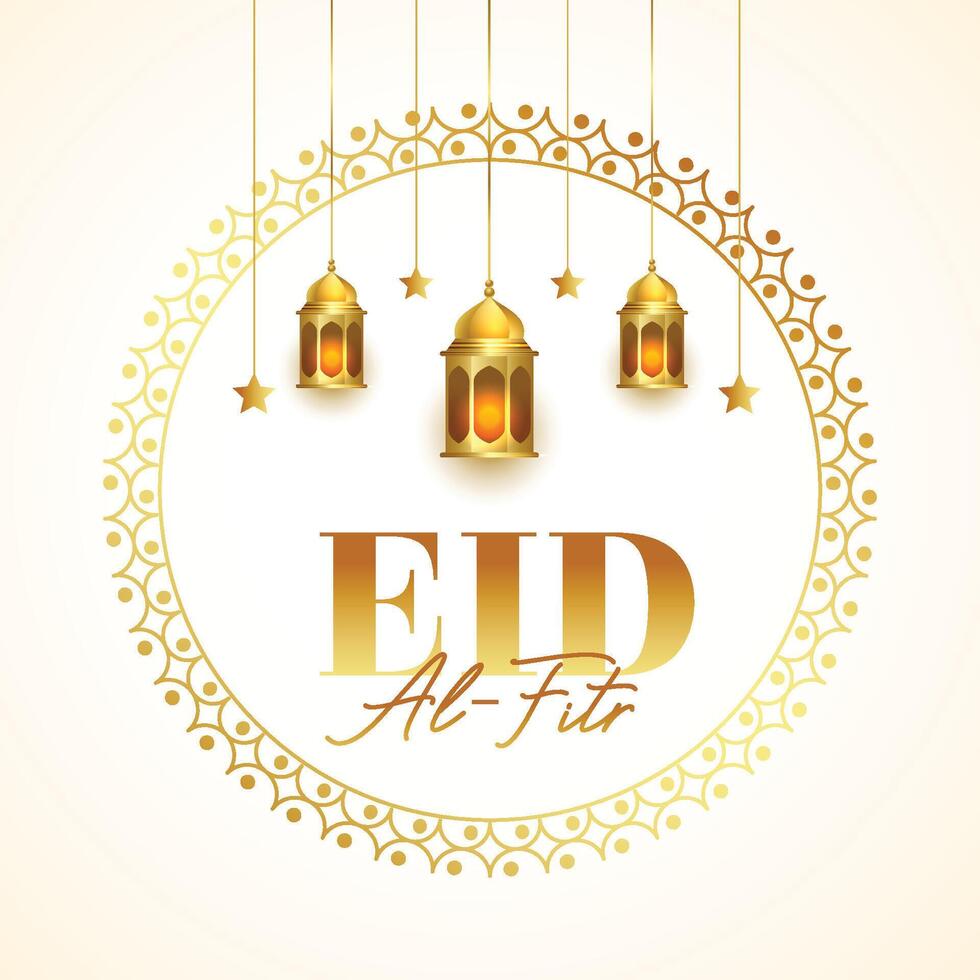 islamic festival eid al fitr eve background with hanging lamp vector